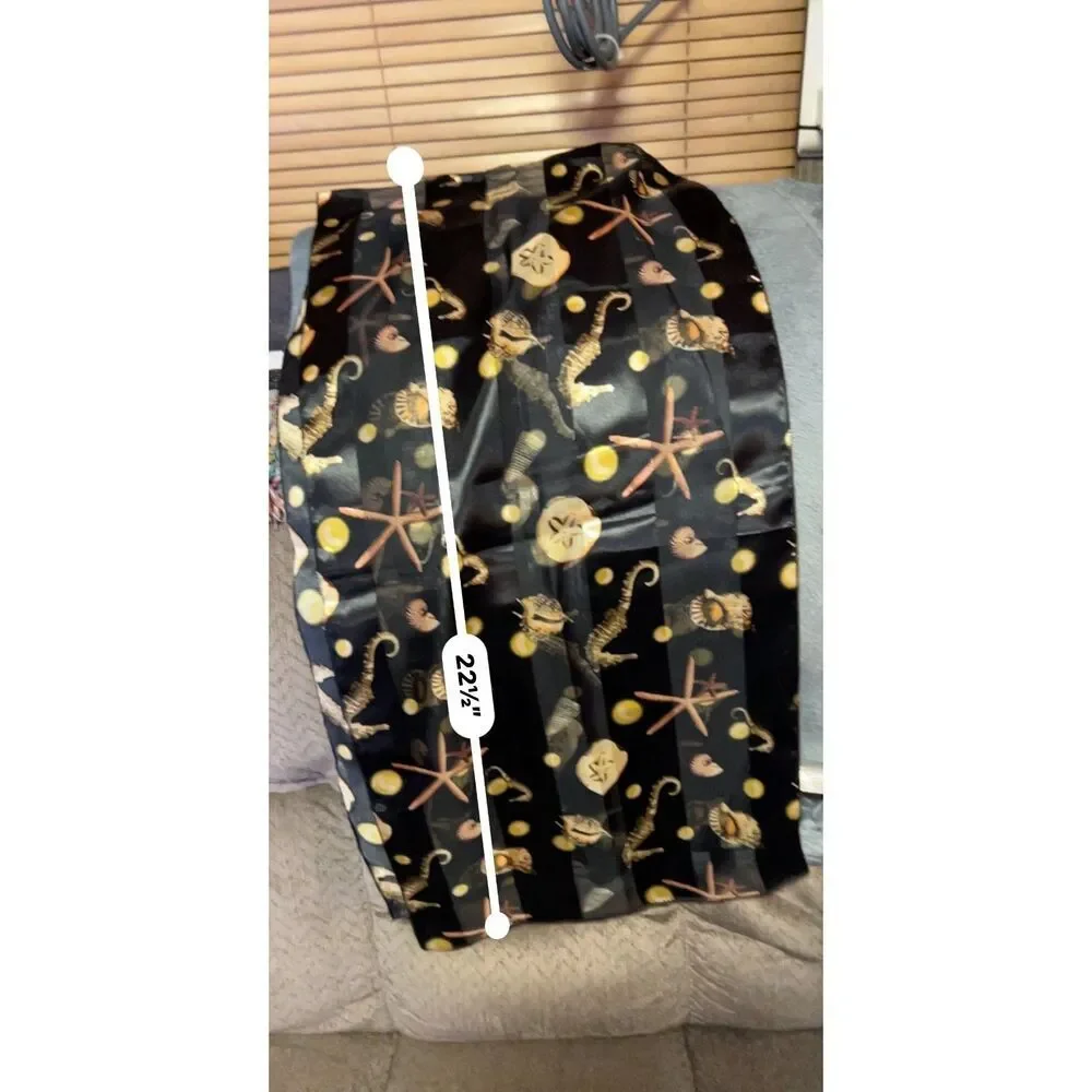 Apexx Collection Seashell Print Scarf Black and Gold 22.5 x 11.5